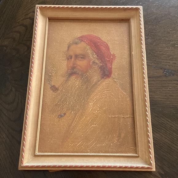 Vintage Sara Bell Painting from 1942 Contented Man & Contented Woman - Picture 2 of 4